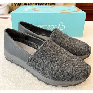 BareTraps Gray Wool-Blend Slip-On Flats